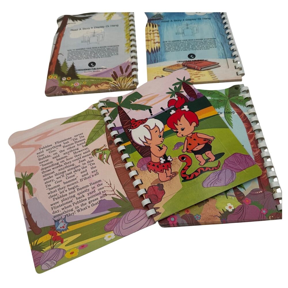Vintage Read-A-Round Books Flinstones and Yogi Bear Set of 4